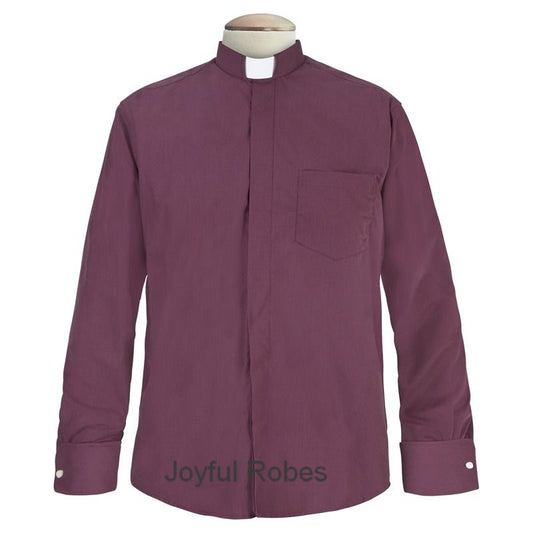 109. Men's Long-Sleeve Tab-Collar Clergy Shirt - Burgundy