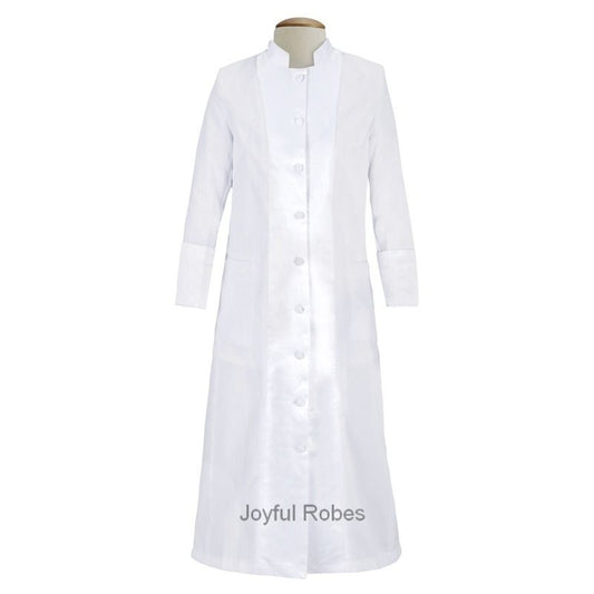 127 W. Women's Pastor/Clergy Robe with Satin - White/White