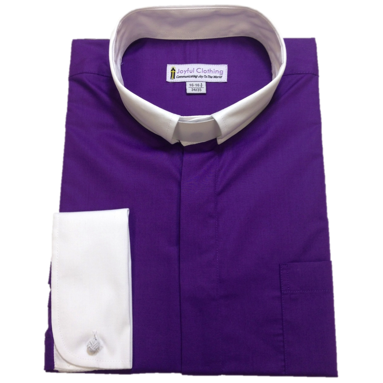 134. Men's Contrast Tab-Collar Clergy Shirt - Purple/White Collar