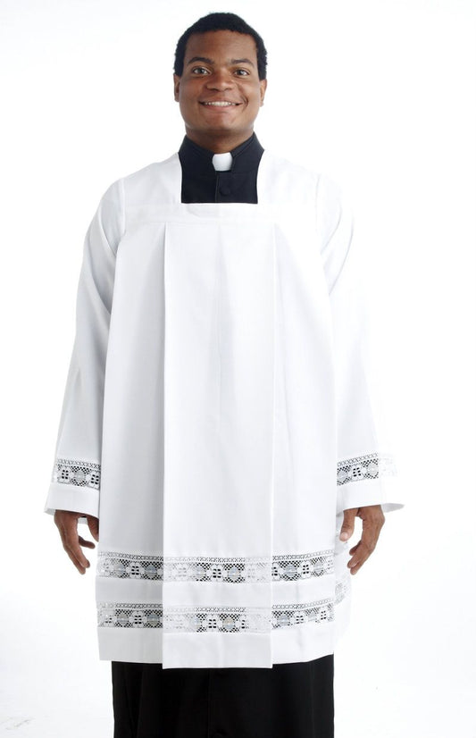 Men's Ministerial Square-Neck Surplice with Lace