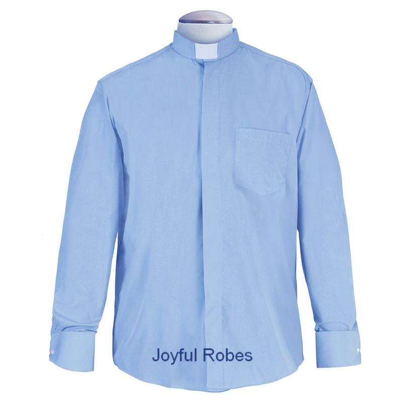 Men's Long-Sleeve Tab-Collar Clergy Shirt - Light Blue