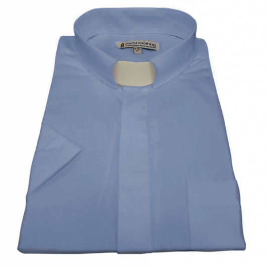 163. Men's Short-Sleeve Tab-Collar Clergy Shirt - Light Blue