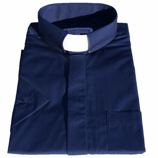 175. Men's Short-Sleeve Tab-Collar Clergy Shirt - Navy