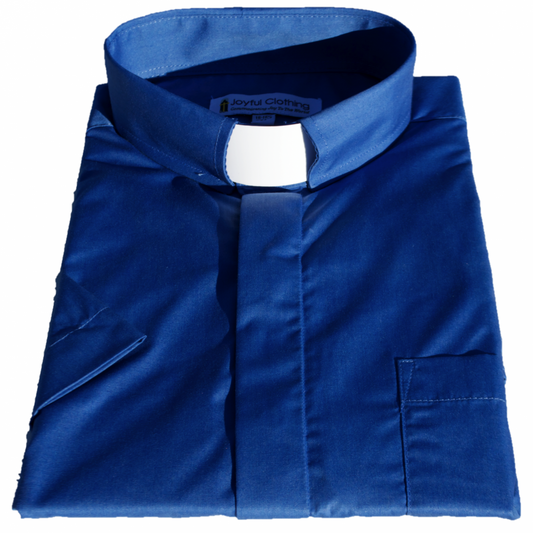 171. Men's Short-Sleeve Tab-Collar Clergy Shirt - Royal Blue