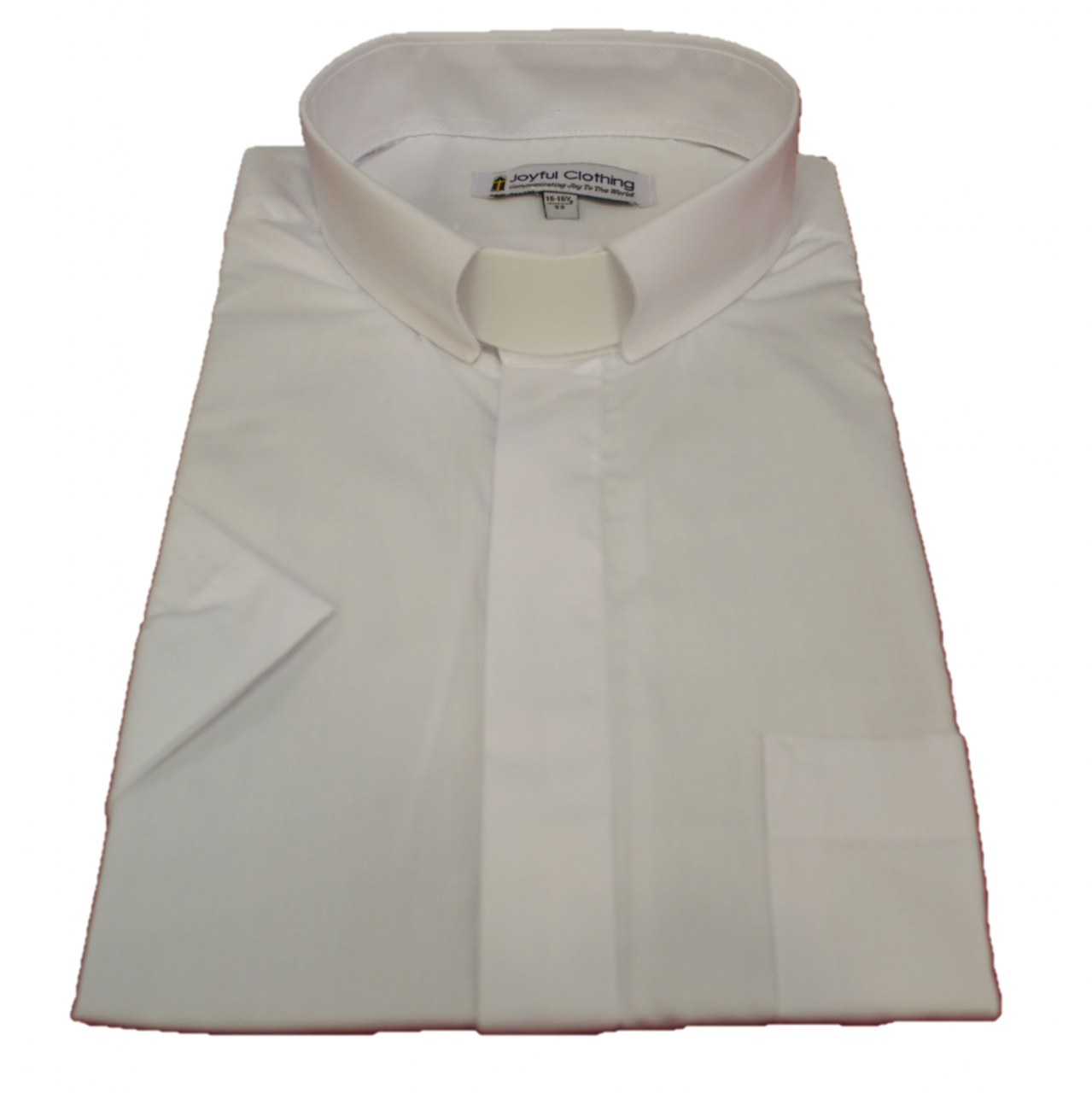 153. Men's Short-Sleeve Tab-Collar Clergy Shirt - White