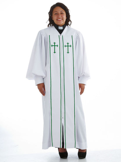 928 P. Men's & Women's Clergy Robe - White/Emerald