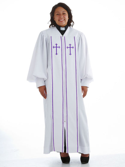 929 P. Men's & Women's Clergy Robe - White/Purple
