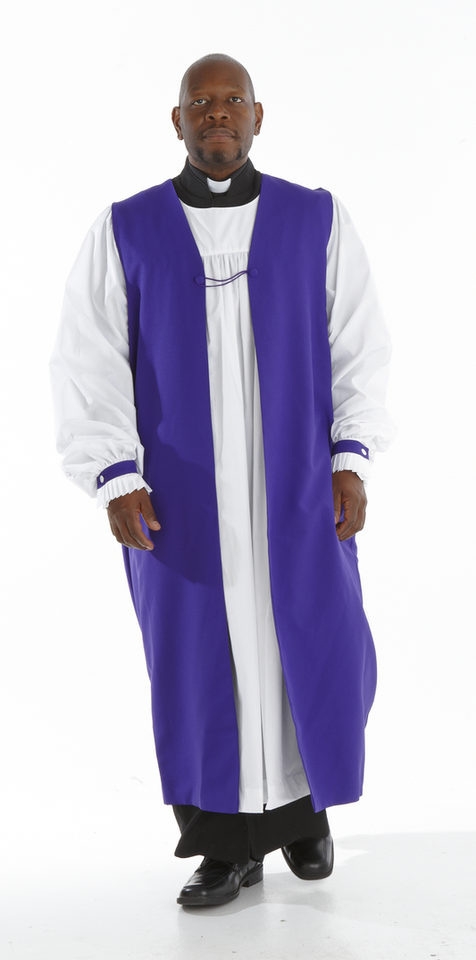 Traditional Clergy Chimere with Fluting - Purple