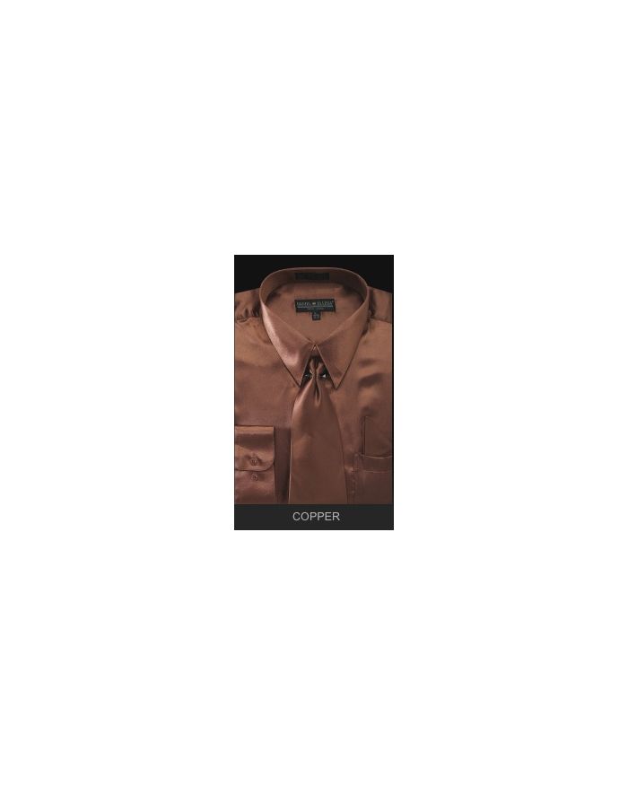 Men's Satin Dress Shirt With Tie