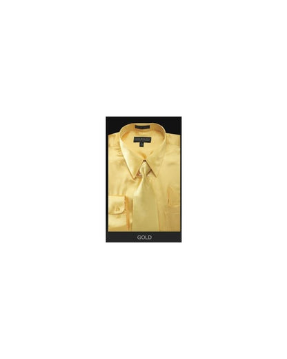 Men's Satin Dress Shirt With Tie