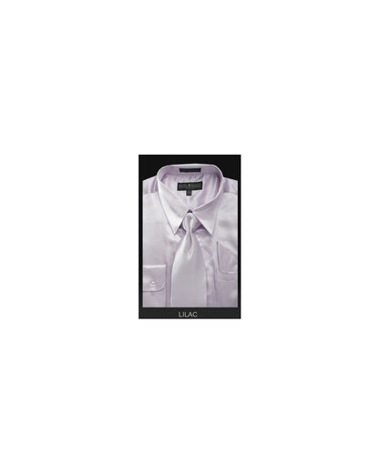 Men's Satin Dress Shirt With Tie