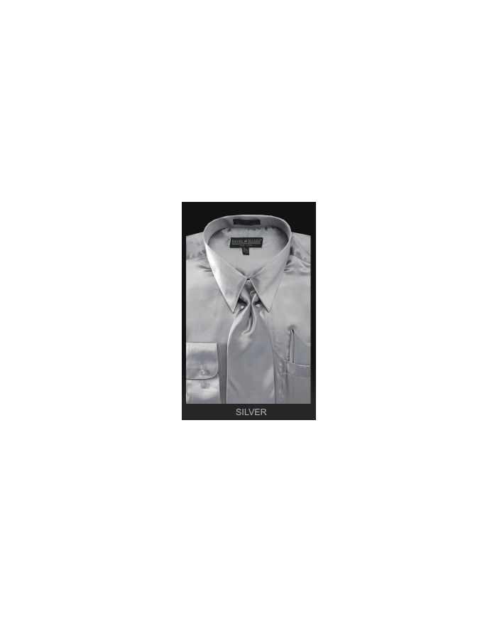 Men's Satin Dress Shirt With Tie