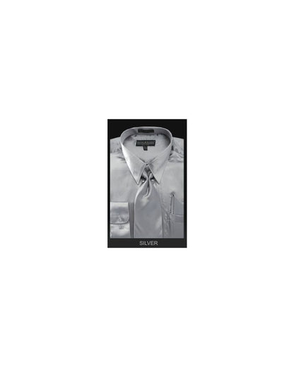 Men's Satin Dress Shirt With Tie