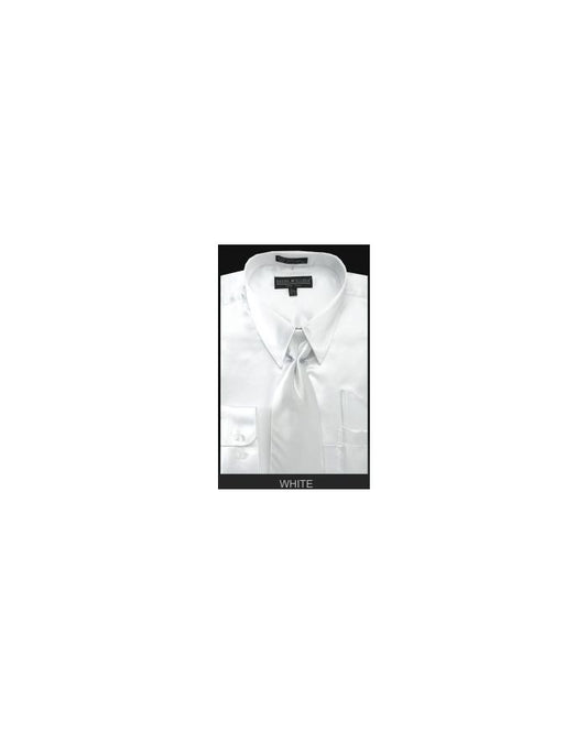 Men's Satin Dress Shirt With Tie