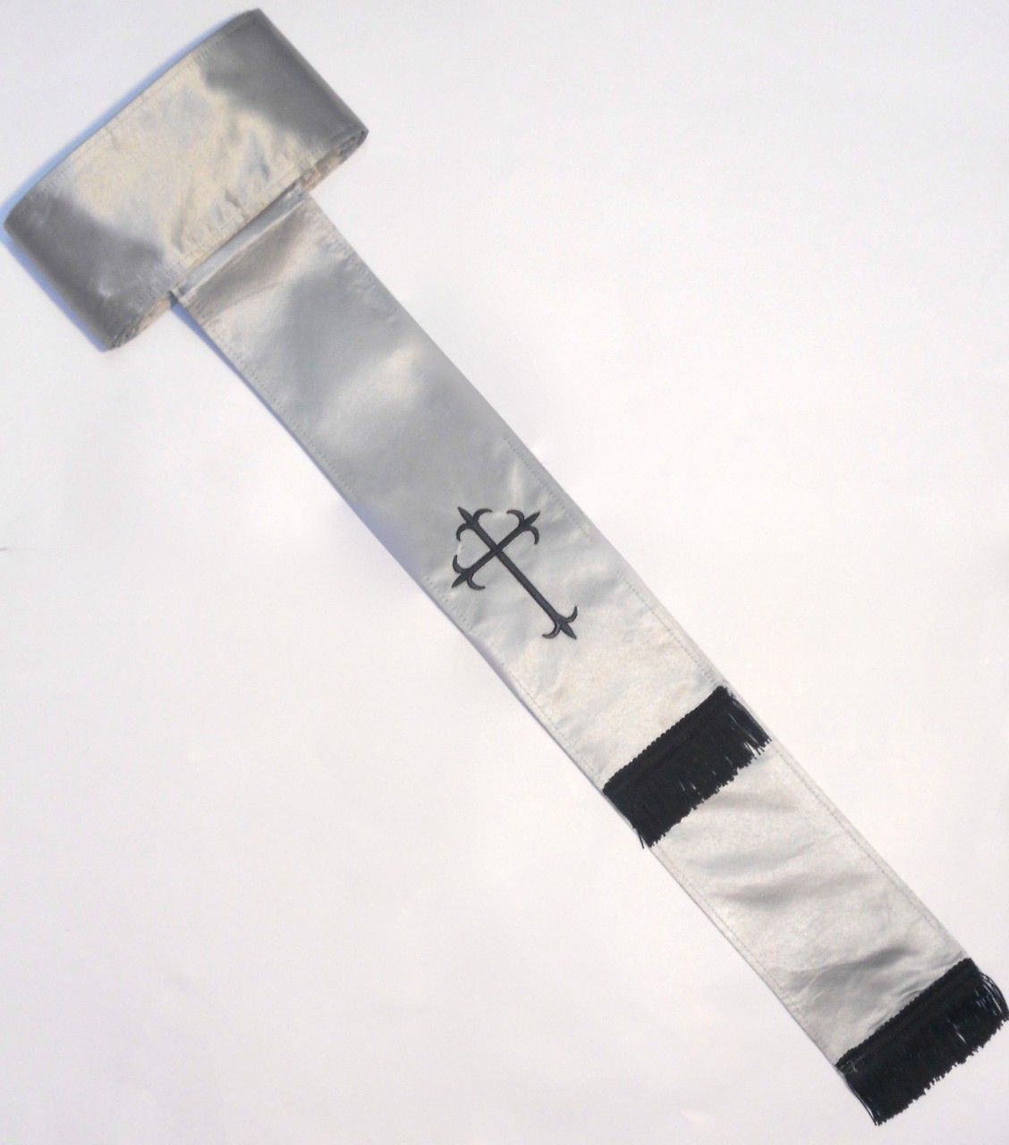 Band Cincture Belt - Silver/Black Cross