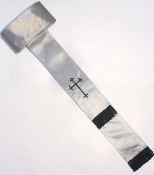 Band Cincture Belt - Silver/Black Cross