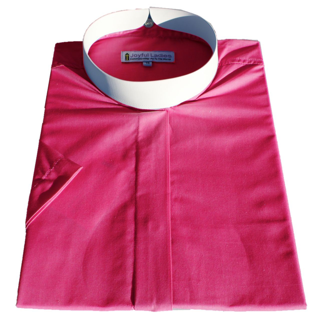 665. Women's Short-Sleeve (Banded) Full-Collar Clergy Shirt - Fuchsia
