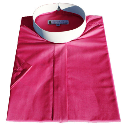665. Women's Short-Sleeve (Banded) Full-Collar Clergy Shirt - Fuchsia