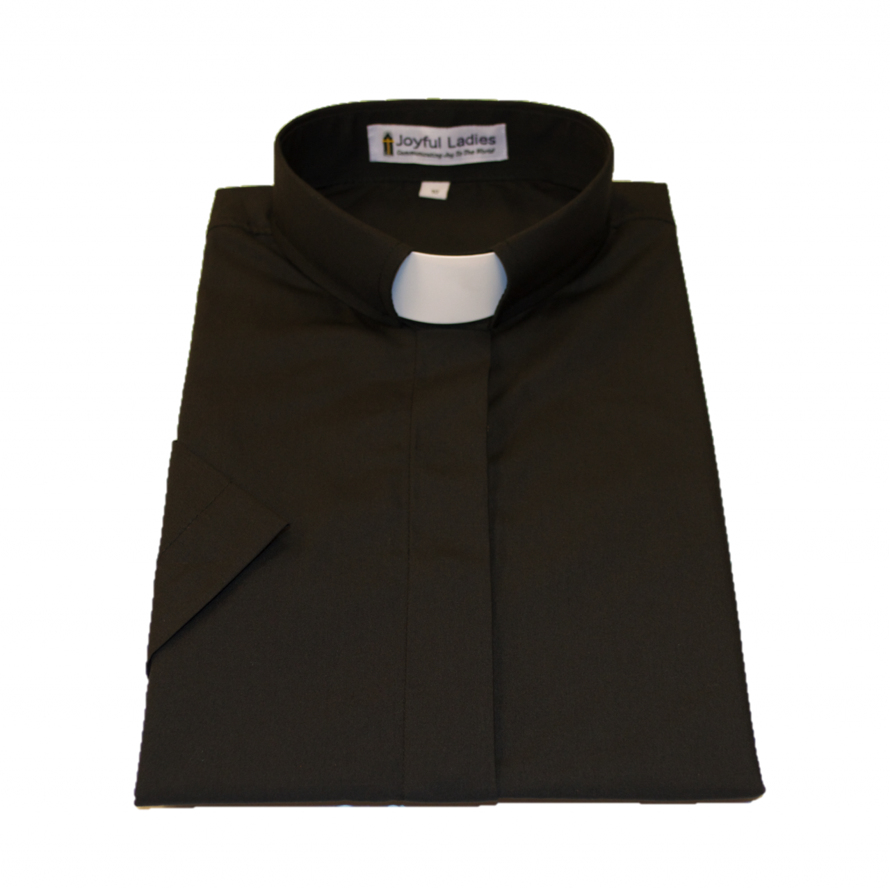 Women's Short-Sleeve Tab-Collar Clergy Shirt - Black
