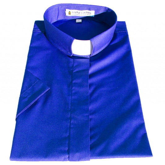 571. Women's Short-Sleeve Tab-Collar Clergy Shirt - Royal Blue
