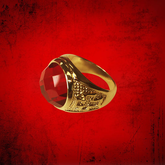 Men's Clergy Ring with Deep Red Rounded Stone