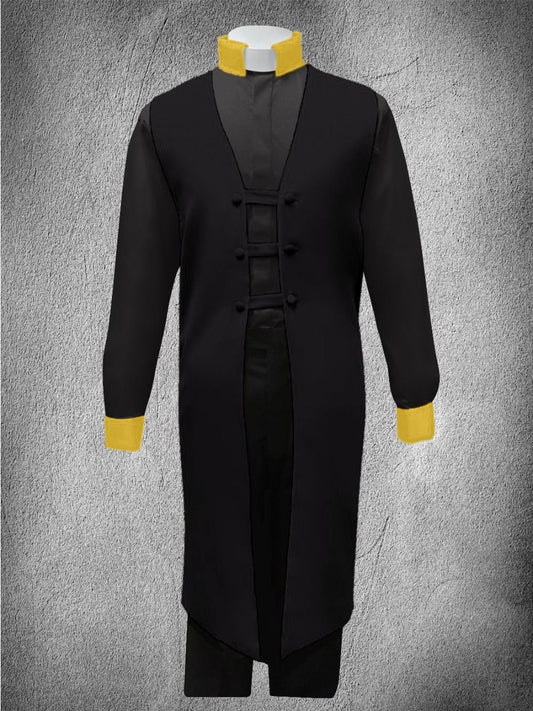 Contrast Ministerial Vesture Set - Black/Black-Gold Contrast