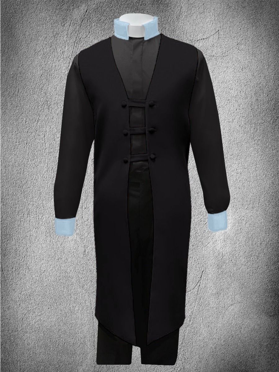 Contrast Ministerial Vesture Set - Black/Black-Light Blue Contrast