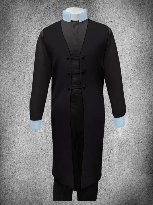 Contrast Ministerial Vesture Set - Black/Black-Light Blue Contrast