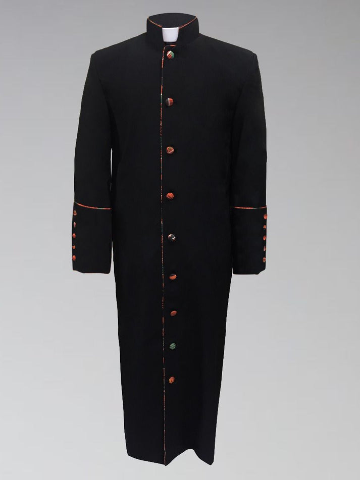 Men’s Black Clergy Robe with African Kente Trim – Heritage – Suit Avenue