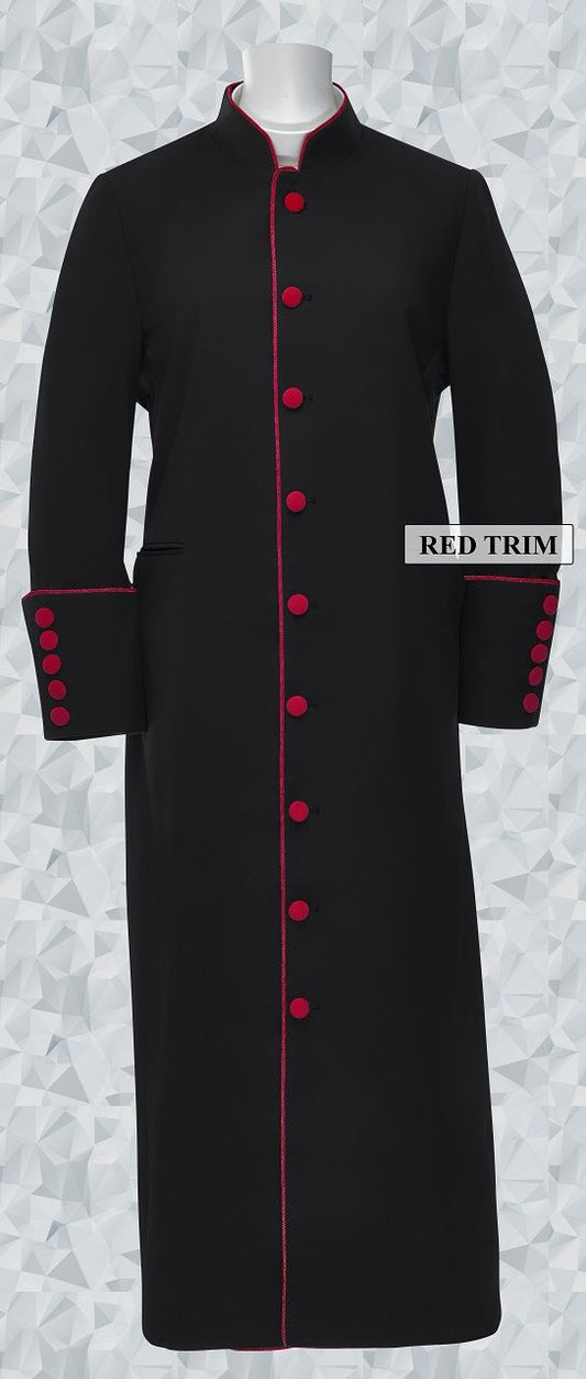 153 W. Women's Clergy/Pastor Robe Black/Red Trim