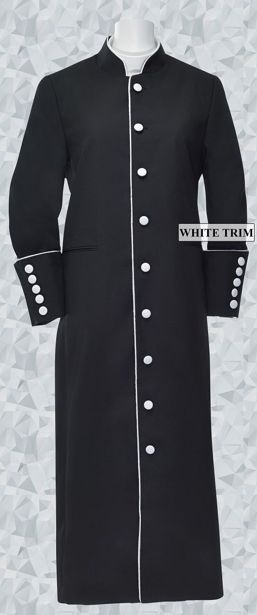 151 W. Women's Clergy Robe Black/White Trim