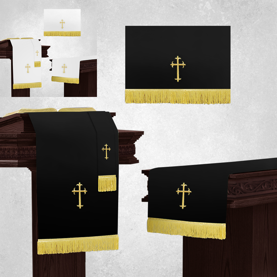 Parament Rack Reversible White/Black 3-Piece Parament Set with Gold Cross – Suit Avenue