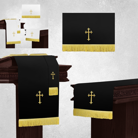 Parament Set 3 Pc. Church Supplies in Reversible White/Black