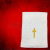 754. Women's Short-Sleeve Clergy Shirt With Fine Embroidery - White/Gold