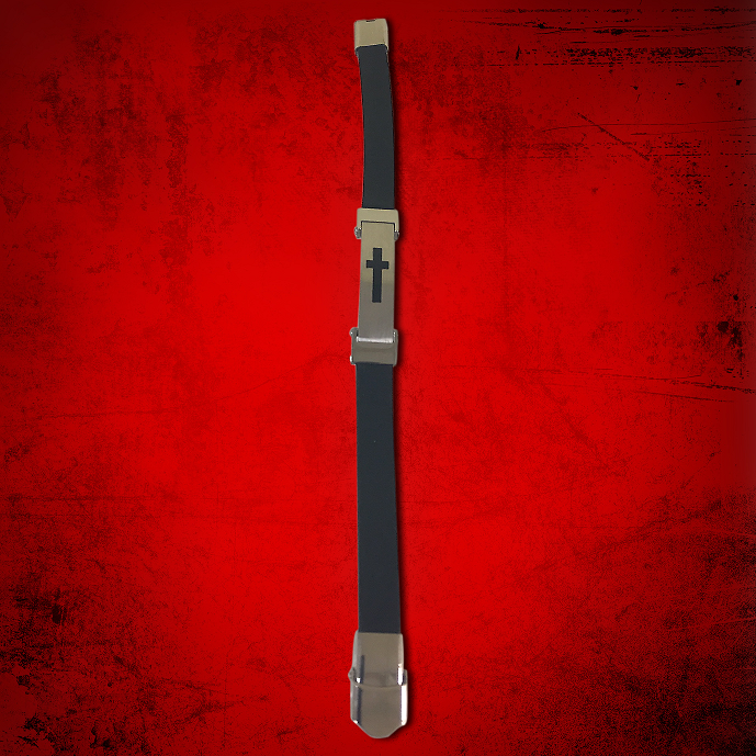 Cross Bracelet Black with Black on Silver Cross