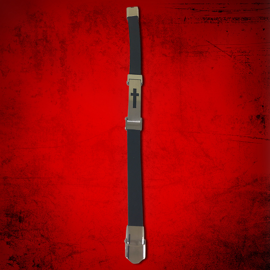Cross Bracelet Black with Black on Silver Cross