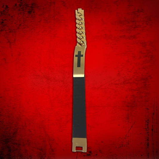 Cross Chain Bracelet Gold with Black Cross