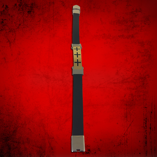 Cross Bracelet Black with Gold Triple Cross