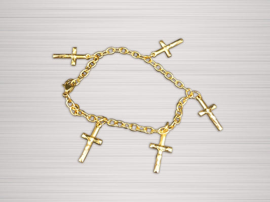 Women's Cross Chain Bracelet Gold Crosses