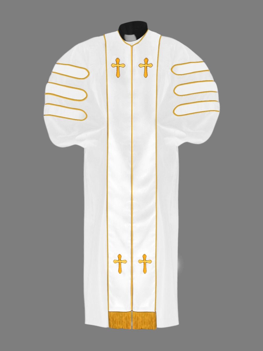 Dr. of Divinity Robe White and White/Gold Doctor Bars with Free Stole