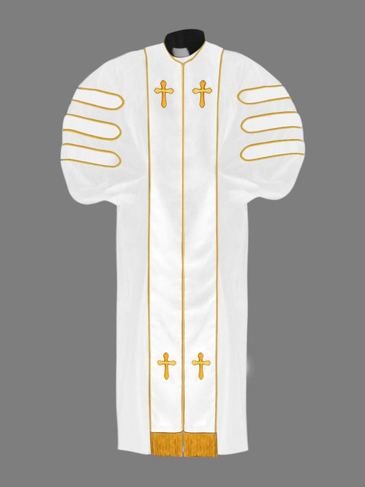 Dr. of Divinity Robe White and White/Gold Doctor Bars with Free Stole
