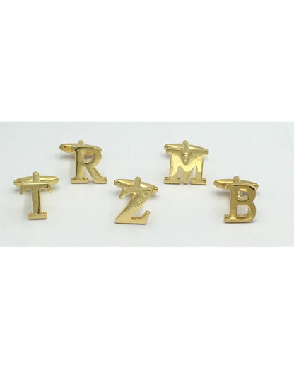 *2 Pc. Gold INITIAL Personalized Custom Cufflinks