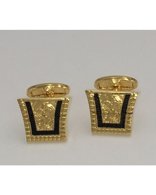 2 Pc. King of the Nile Style Cufflinks - Jet Black