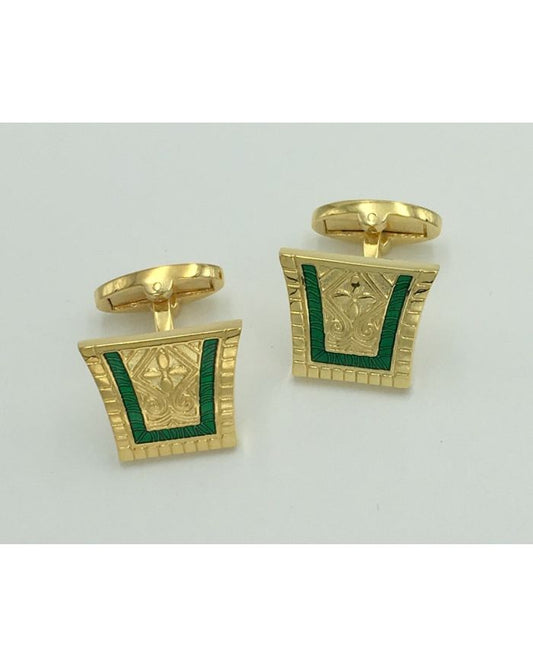 2 Pc. King of the Nile Style Cufflinks - Emerald Green