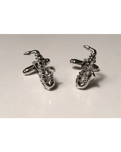2 Pc. 3D Jazzy Saxaphone Classy Musical Player Cufflinks
