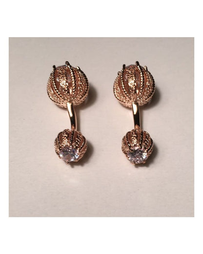 2 Pc. Water Lilly Different Chain and Stone Cufflinks on Back/Front