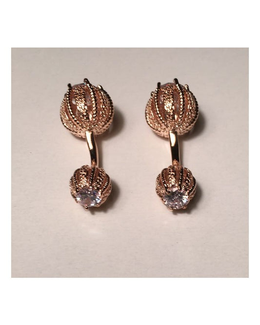 2 Pc. Water Lilly Different Chain and Stone Cufflinks on Back/Front
