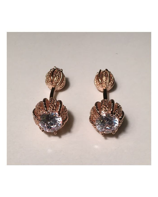 2 Pc. Water Lilly Different Chain and Stone Cufflinks on Back/Front