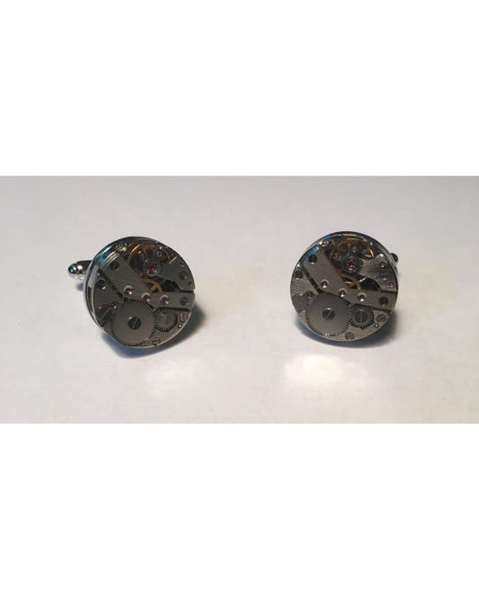 2 Pc. Crafty Inside of Mechanical Watch Moving Gear Savvy Cufflinks