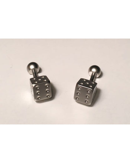 2 Pc. Chain-like Square Classy Dice Cufflinks in a Clean Silver
